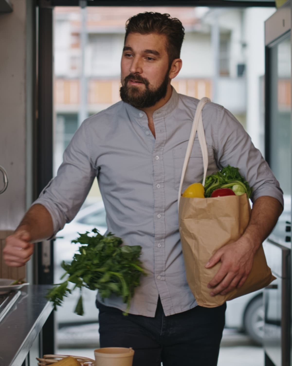 Your chef arriving with the groceries