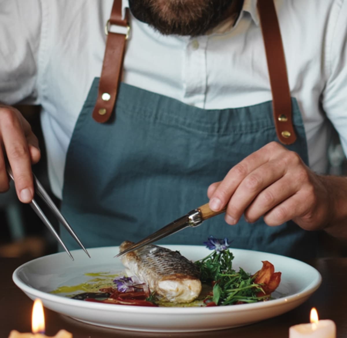 A course, plated at the table